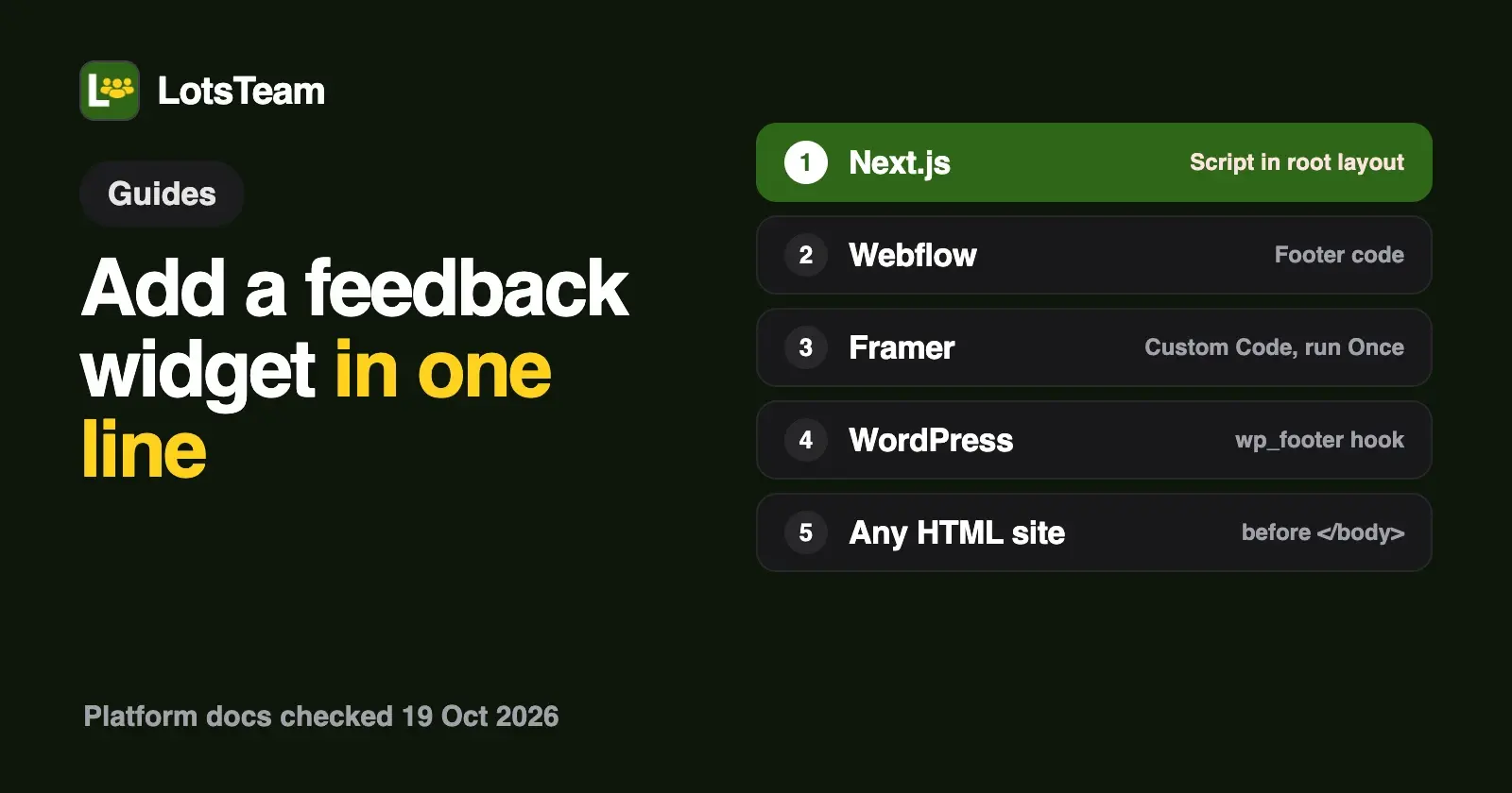 How to Add a Feedback Widget to Next.js, Webflow, Framer and WordPress
